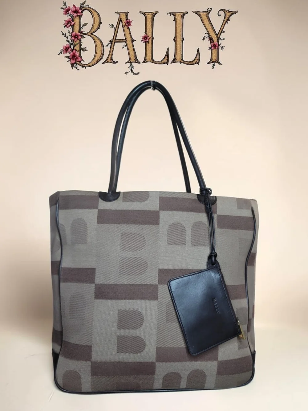 Bally Bevilacqua Monogram Canvas Tote Bag With Pouch EUC